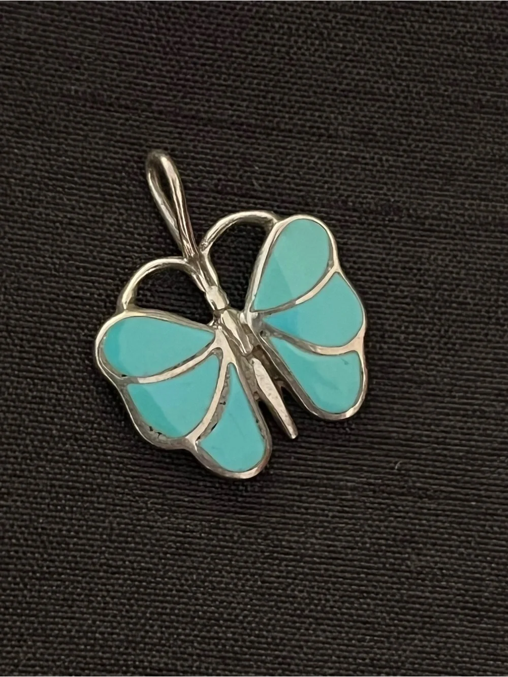 Butterfly Pendant/Charm in Turquoise and Silver